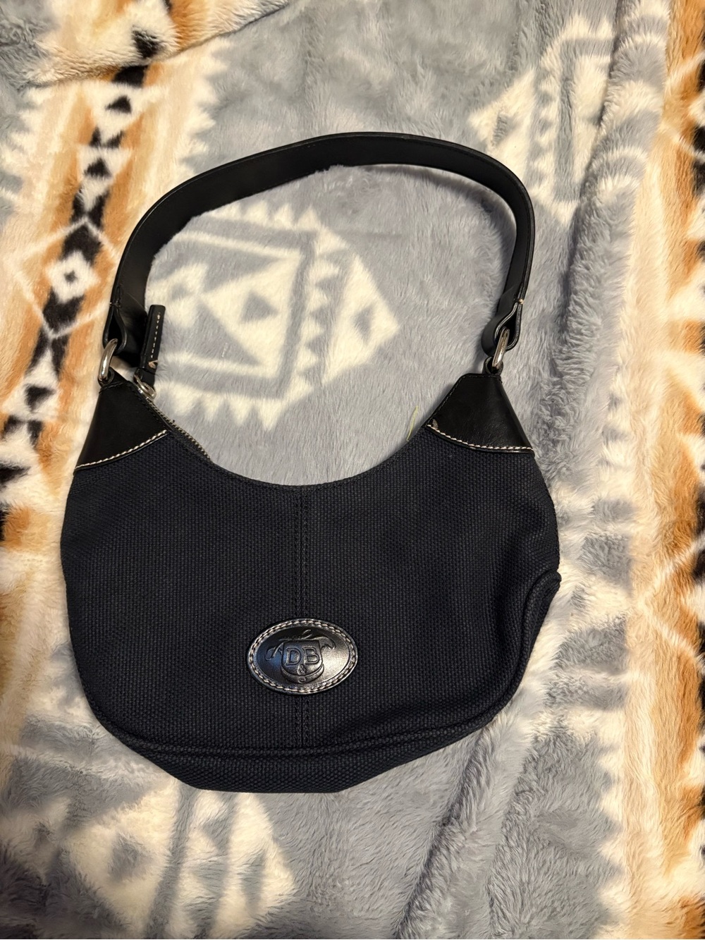Dooney & Bourke Black Shoulder Bag with Leather Trim